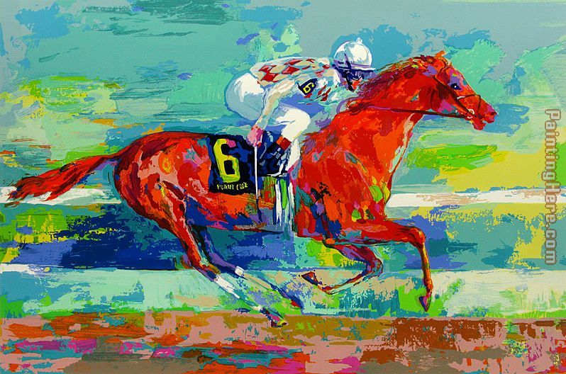 Funny Cide painting - Leroy Neiman Funny Cide art painting